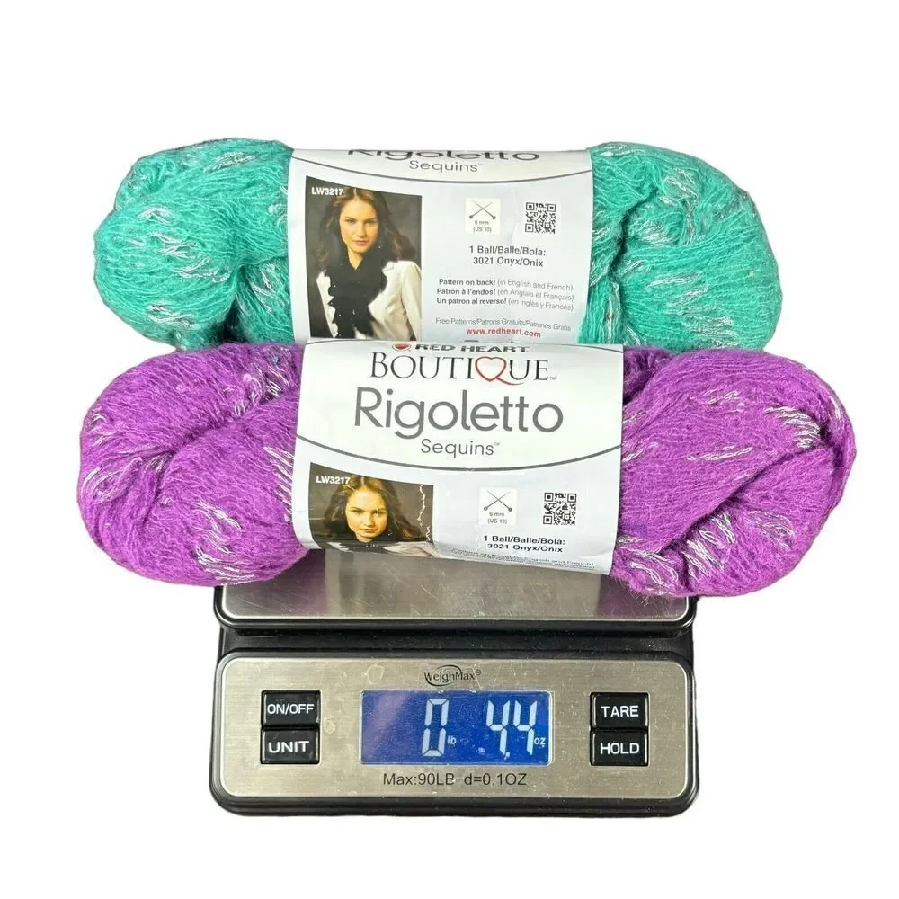 Red Heart Boutique Rigoletto Sequins Lot of 2 Balls Jade Magenta 4.4 oz New